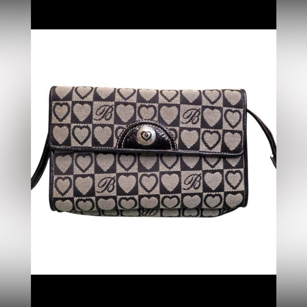 Brighton Black and Cream Heart Pattern Crossbody Bag